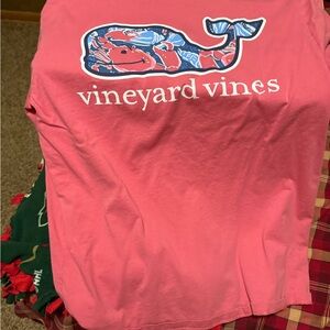 Vineyard Vines Red Cotton Tee with Whale Logo